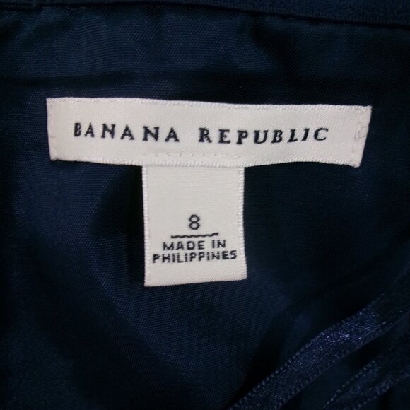 Like New Banana Republic Navy & White Ikat Strapless Dress Size 8 / 6 - Picture 7 of 9